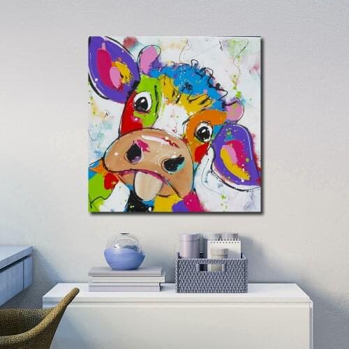 Fashion Printing Wall Art Colorful Cows Oil Painting Wall Pictures For Living Room Home Decor Printed paintings Unframed