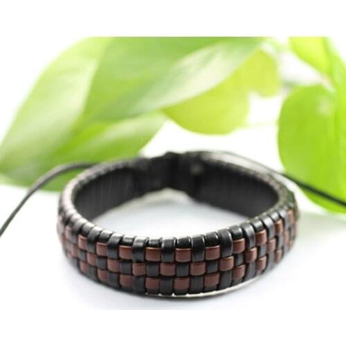 Fashion 6 Pcs/set Handmade Weave Punk Wrap Men Brown Leather Bracelets For Women Bangles Homme Femme Male Gift Jewellery DX11