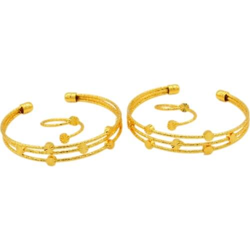 Can Open Dubai/African/Ethiopian Gold Color Bracelet&Ring Jewelry Set Lovers' Anniversary Gifts BOHEMIA Sweet Party Jewelry