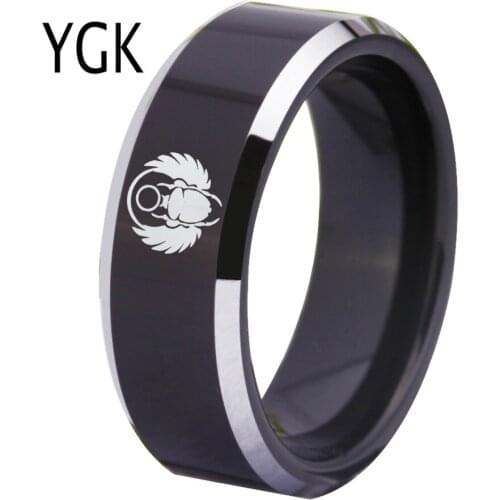 New Fashion Jewelry Mens Tungsten Carbide Ring Black Color Egypt Beetle Design Party Ring Animal Design Jewelry Gift