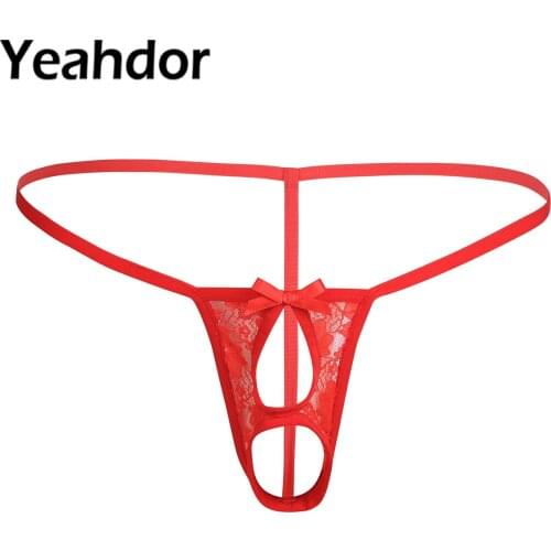 Men Lingerie G-string Briefs Low Rise Open Butt Crotchless Penis Hole Ball Lifter Bikini Thong Male Sexy Hollow Out Underwear