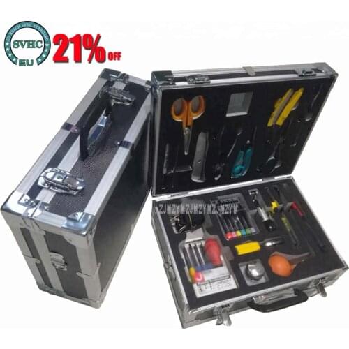 1Set 19pcs Fiber Optic Cable Construction Toolbox FTTH Splice Tool Kit Cutter Marker Wire Stripper Screwdriver Wrench BD-100B