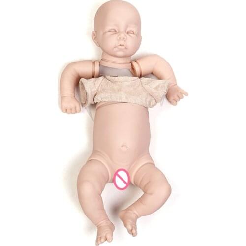 Soft Silicone vinyl Reborn baby Doll Kits 19 inch half cloth and silicone body unpainted kit unfinished DIY Accessories Art work