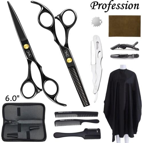 Professional Hairdressing Scissors Kit Hair Scissors Barbershop Barber Scissors Tail Comb Hair Cloak Hair Cut Comb Styling Tool