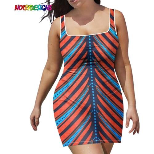 NOISYDESIGNS Orange Blue Ankara African Print Dresses Women Summer Sleeveless Dress Sexy Dresses For Women 2021 Personality