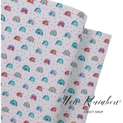 New Rainbow 30x138cm/Roll Cartoon Rainbow Brige Faux Leather for Bows, Earrings, Bags, and Many DIY Handmade Craft Projects