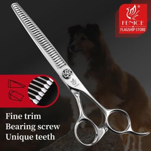 Fenice 7‘’ Stainless Steel Pet Dogs Gromming Scissors Thinning Shears Sharp Edge Animals Cat Hair Cutting Pets Cutting Tools