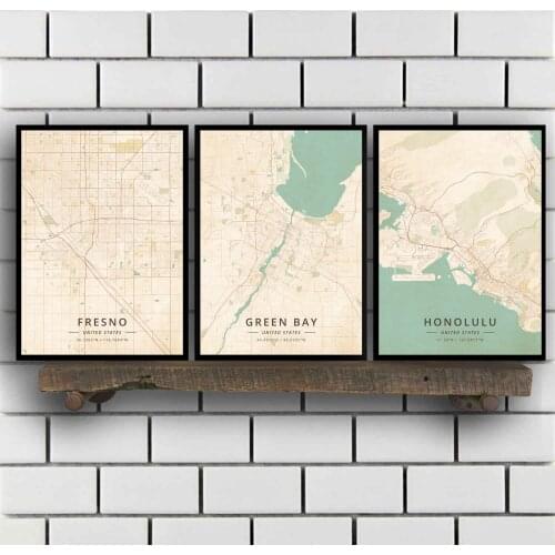 Fresno Green Bay Honolulu Houston Indianapolis Jacksonville Kailua Kansas City Lancaster Las Vegas United States Poster