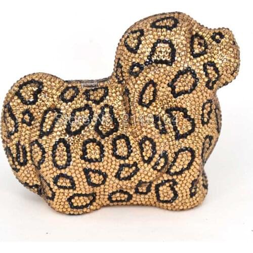 Gift Box Wedding Bridal Multi Crystal Minaudiere Handbag dog Metal Clutches Evening Bag Ladies Diamond Party Prom Clutch Purse
