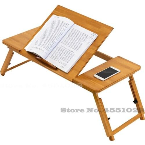 Collapsible Laptop Stand/Desk Bamboo Computer Table Adjustable Mini Desk with Foldable Legs for Dorm Bed Sofa Home Working