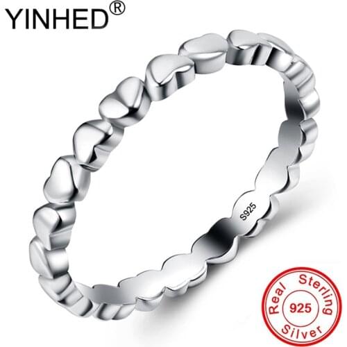 Lose Money Sale! YINHED Real 925 Sterling Silver Forever Love Heart Finger Ring Original Jewelry Gift Wedding Ring ZR630