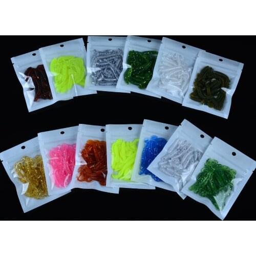 YUZI 20pcs/lot 45mm 0.6g Soft Rubber Bait Fishing Lure Jig Wobbler Soft Worm Carp Fishing Bait Artificial Silicone Swimbait