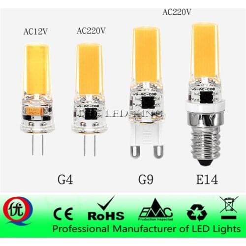 LED G4 G9 E14 Lamp Bulb AC/DC Dimming 12V 220V 3W 6W 9W 12W COB SMD LED Lighting Lights replace Halogen Spotlight Chandelier