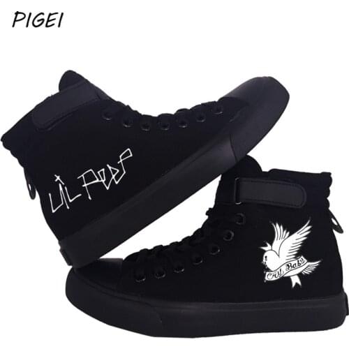 Wholesale Lil Peep Canvas Shoes 3D Print Hellboy Lil Peep Casual High-Top Flat Shoes for Women Girls Sneakers Vulcanized Shoes