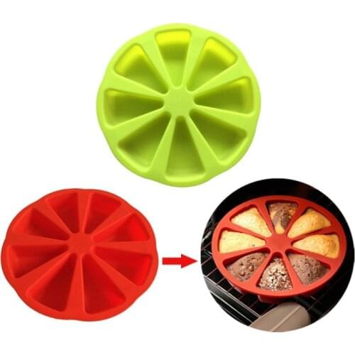 Baking Molds Round 8 Cavity Silicone Portion Cake Mold Pizza Slices Pan DIY Baking Pastry Tools Bread Baking Mold