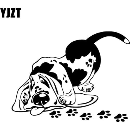 YJZT 16.2X12.4CM Vinyl Decal Funny Cartoon Car Sticker Basset Hound Breed Dog Puppy Pet Black/Silver C24-1127
