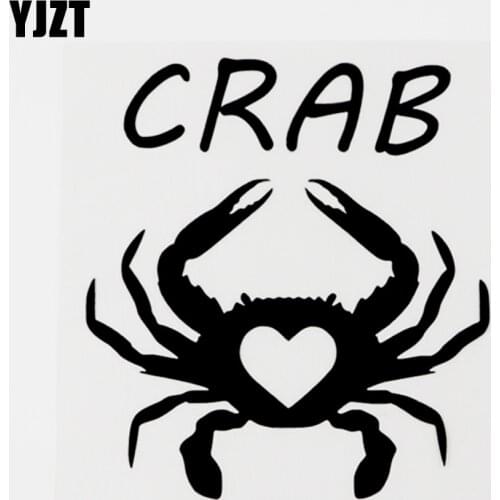 YJZT 12CM×13.2CM Funny Crawling Crab Love Vinyl Decal Car Sticker Black/Silver Graphical 8C-0690