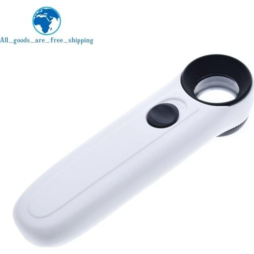 TZT 15X Handheld Glass Loupe Magnifier Magnifying Glass Portable Pocket Tool Professional With 2 LED Light