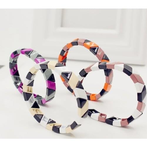 European and American Ins Fashion Popular Enamel DIY Womens Bracelet Bohemian Macarons Color Matching Paint Female Bangle