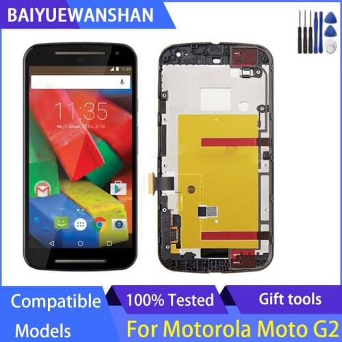 With Frame for Motorola Moto G2 XT1063/XT1064/XT1068/XT1069 LCD Display Touch Screen Digitizer Assembly Replacement