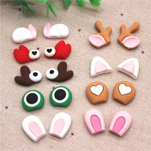 10pcs(5pairs) Cute New Resin Rabbit/Deer/Bear/Sheep/Cat Ears Flatback Cabochon DIY Jewelry/Craft Phone Decoration