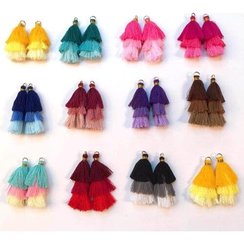 10pcs 6cm Tassels,Cotton Key Tassel,Jewelry Accessories,DIY Earrings Materials, With Metal Ring,Colorful Pendant