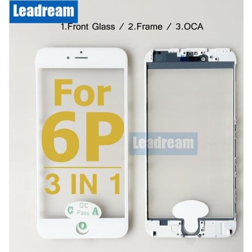 10Pcs Premium Quality Front Outer Glass Middle Frame Bezel Laminate OCA Glue For iPhone 6 6S 3 2 in 1 Plus Front Glass Frame OCA