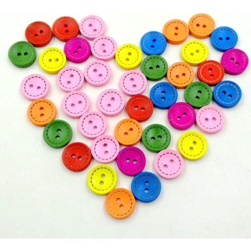100pcs Craft Scrapbooking DIY Wooden Buttons Sewing Tools Stoving Varnish Dotted Line Handwork Accessories Flatback Child Manual