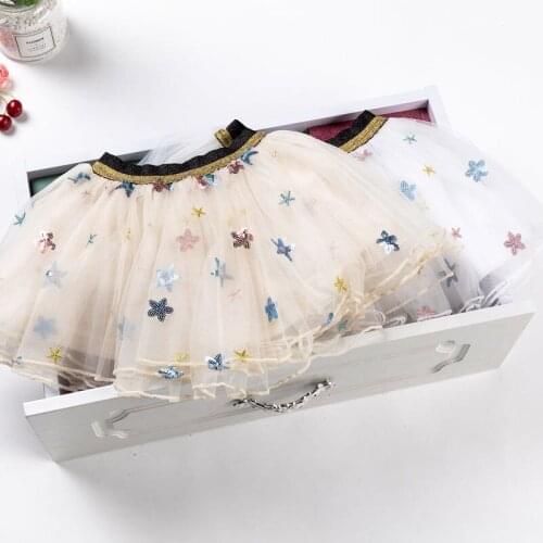 2020 New summer girl tutu Pentagram sequins Skirt baby children kids casual Dance mesh skirt