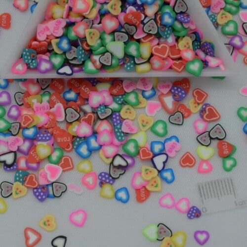 65g Cute Lovely Hot Selling Polymer Clay Slices Sprinkles Colorful Heart Shape Sprinkles for Crafts Making, Slimes DIY