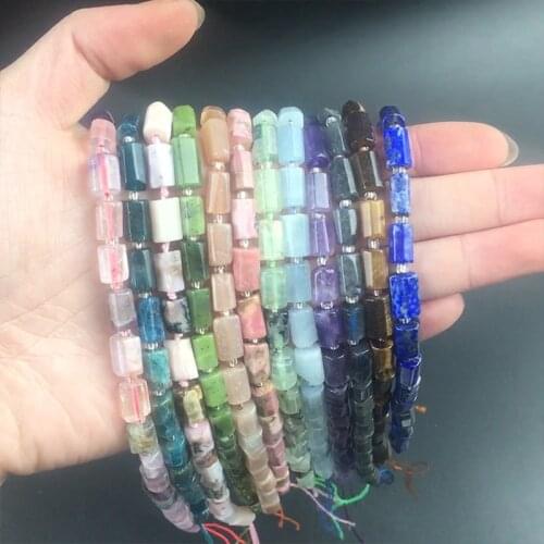 6x10mm Natural Faceted Gem Apatite Quartz Citrines Aquamarina Jades Stone Cylinder Loose Beads For Jewelry Making DIY Bracelets