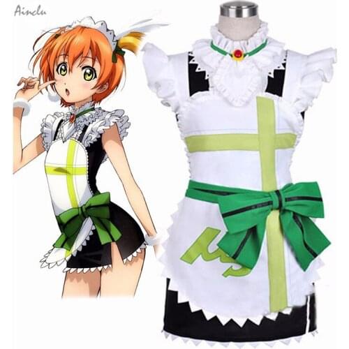 Ainclu FreeShipping Adult Kid Love Live! Hoshizora Rin Maid Cosplay Costumes Anime Costume For Christmas Customize for plus size