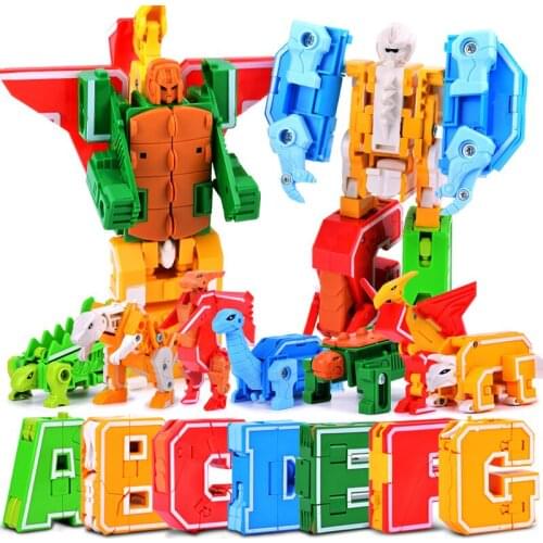 Technic Alphabet DIY Creative Bricks Transformer Robot Letter Dinosaur Park Building Blocks Sets Educational Toys for Children