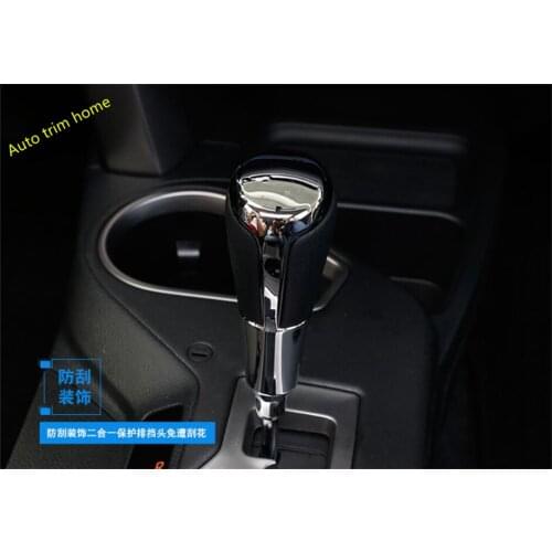 Lapetus Auto Accessories Gear Head Shift Knob Cover Trim 1 Pcs For Toyota RAV4 RAV 4 2016 - 2018 ABS Chrome / Carbon Fiber Look