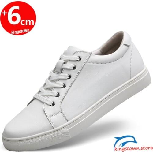 White Shoes Women Men Sneakers Man Elevator Shoes Height Increase Insoles 6CM High Heels Shoes Leather Shoes Tall