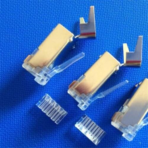 Cat 7 8P8C Gold plated modular terminals Clip RJ45 connector ethernet cable plug CAT7 male network metal shielded 100pcs