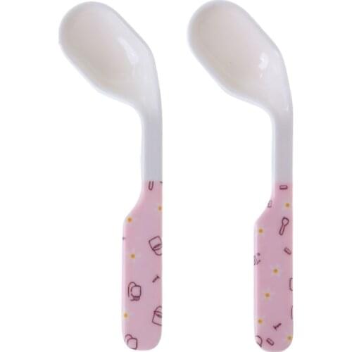 Baby Spoon Feeding Training Kids Infant Toddler Scoop Cutlery Tableware Food Bend Head Curved Utensils Children Learning