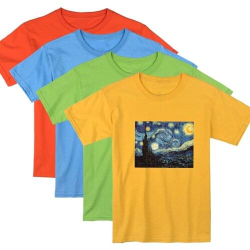 Starry Sky Style T-shirt versatile Famous painting Oversize Vintage New Tshirt Women Modern Popular Quality Van Gogh Tshirt