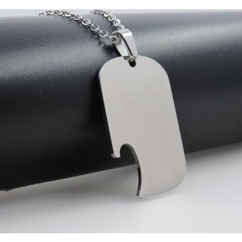 HALAMAKA005 316L Stainless Steel Bottle Opener Necklace Pendant, High Polished DIY Logo Jewelry For Man & Women