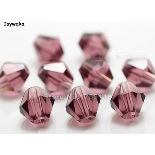 Isywaka 38pcs Purple Red Color 8mm Bicone Austria Crystal Beads charm Glass Beads Loose Spacer Bead for DIY Jewelry Making