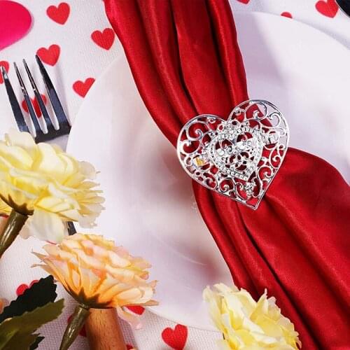 Napkin Rings Heart Napkin Ring Holders Decorative Napkin Buckle Wedding Party Dinner Christmas Table Decoration