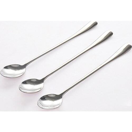 Long Handle Stainless Steel Tea Coffee Spoon Cocktail Ice Cream Soup Spoons Cutlery Spoon Tableware Childrens Anti-Fall Spoon