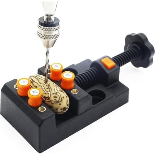 Mini Drill Press Vise Clamp Jewelry Walnut Watch Seal Stamp Hobby Carving Tool Adjustable Jaw Bench Clamp Universal Table Vise
