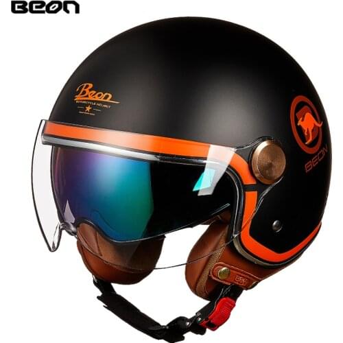 BEON Helmet Double Lens Motorcycle Half Helmet Men And Women Summer City Commuting Motorbike Retro Riding Casco Moto