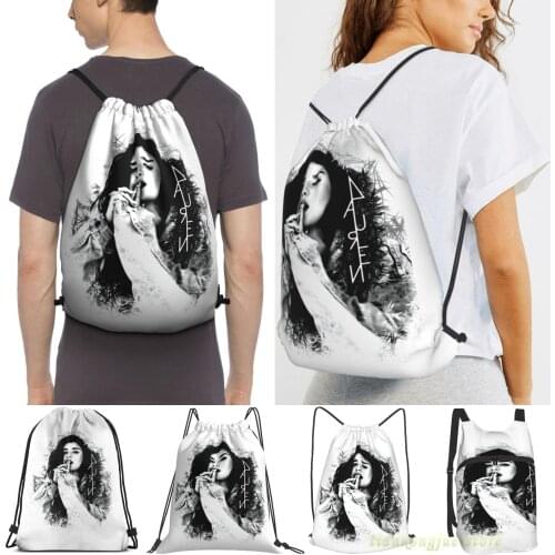 Men Outdoor Travel Drawstring Backpack Bags Lauren Jauregui Black And White Logo Women Sports Travel Bag Fitness Swimming Bag