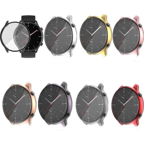 TPU Soft Full Screen Glass Protector Case Shell Edge Frame For Amazfit GTR 2/2e GTR2/e Smartwatch GTR2e Protective Bumper Cover