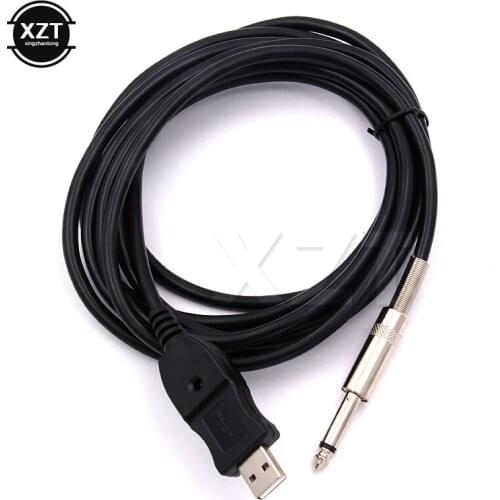 Novel Drop Shipping 3M Guitar Bass 1/4'' USB TO 6.3mm Jack Link Connection Instrument Cable new 1pcs