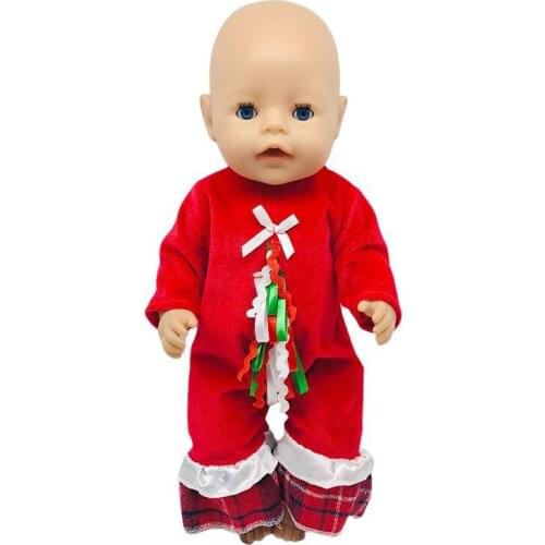 New Pattern Fashion Christmas Jumpsuit Fit 18 Inch American&43cm Baby New Born Doll Clothes Accessories,Girls Toys