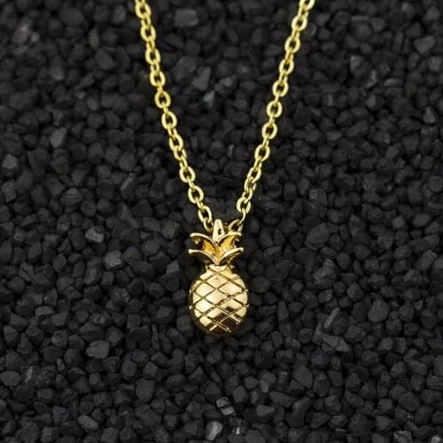Wholesale 10pcs 2018 Summer Style Cute Pineapple Necklace For Women Fashion Jewelry Gold Color Collares Mujer Best Friend Gifts