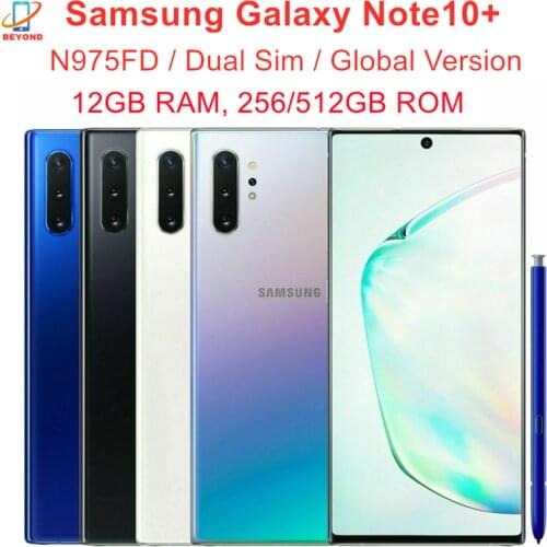 Samsung Galaxy Note 10 Plus Note10+ Duos N975FD Dual Sim Global Version 12GB 256GB 6.8" Exynos 4G LTE Original Cell Phone